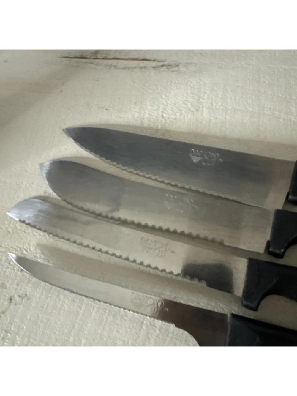 9 Piece Diamond Cut Knife Lot Chef Serrated Steak Kitchen Paring Knives